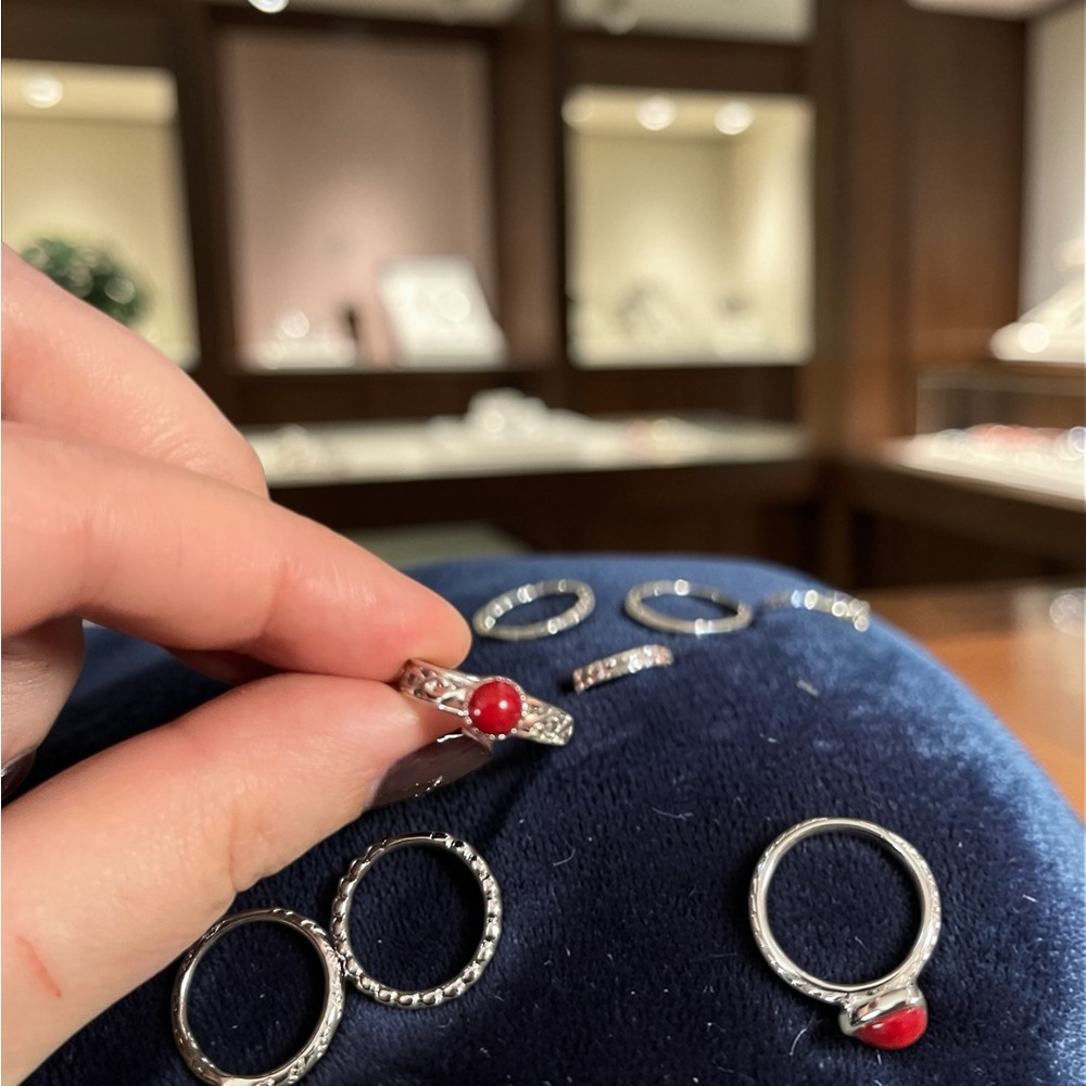 Sterling Silver Red Gemstone Statement Ring - image 7